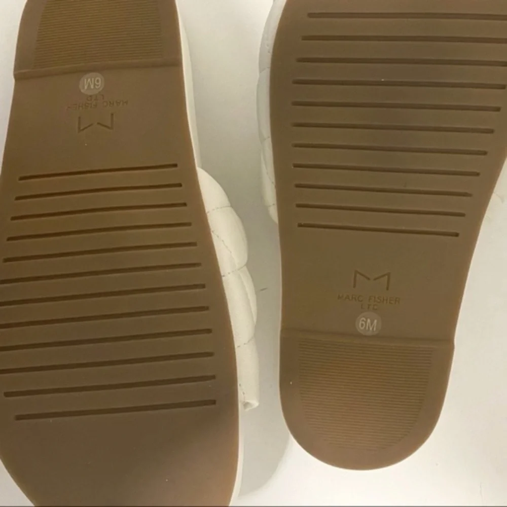 Marc Fisher Ivory Imenal Slip On Leather Sandals NWT